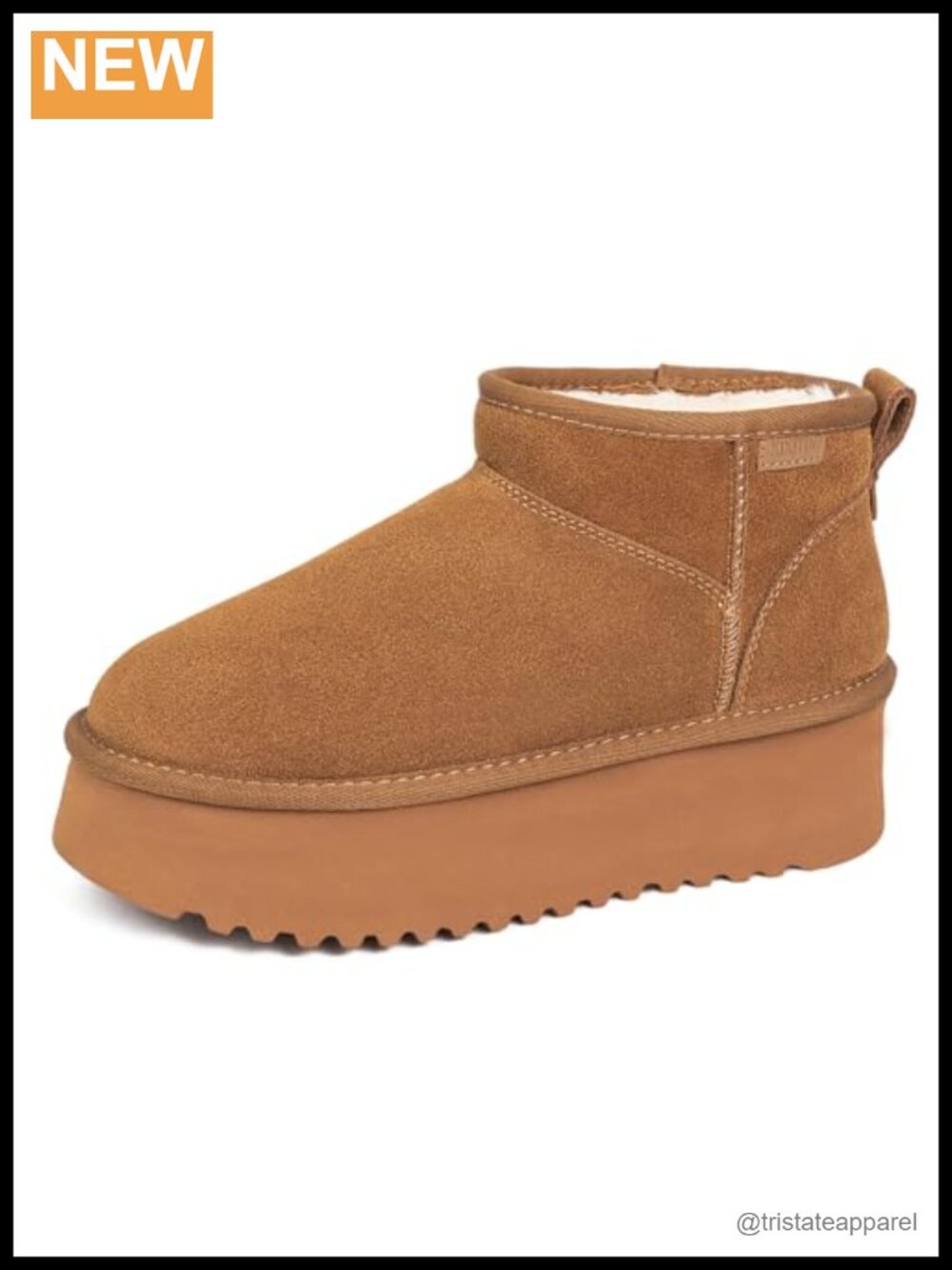 Suede Platform Mini Snow Boots Ankle Pull-On Wool Insole